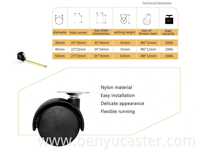 1.2/1.5/2 Inch Good Quality Office Chair Furniture Caster Wheels